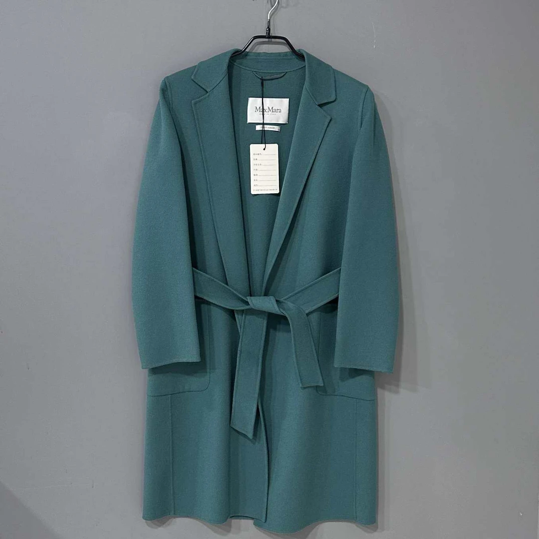 99新 MaxMara 湖水绿羊毛大衣/38码/17525