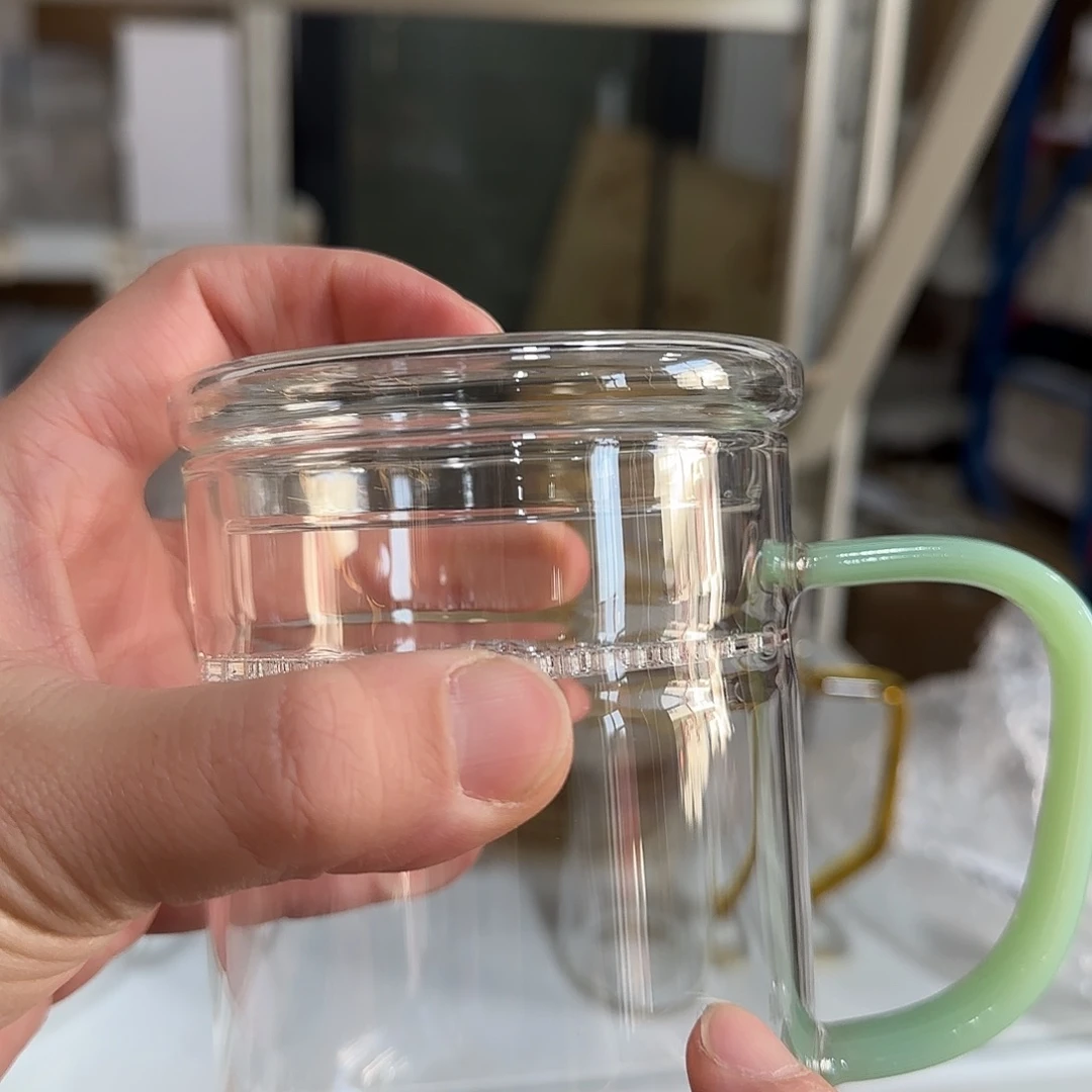 778浅玉高硼硅玻璃杯周边带盖子