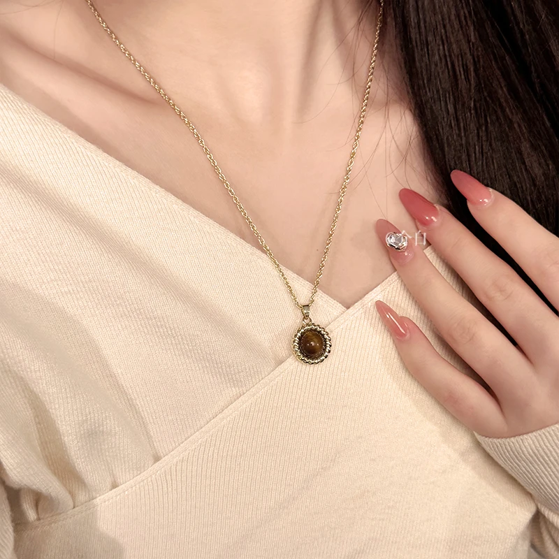 铜合金项链 法式美拉德项链毛衣链百搭复古风素款女简约轻奢气质