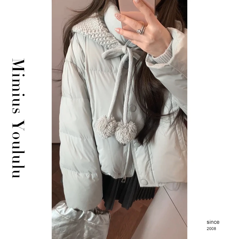 【mimius】七七 甜美温柔风针织连帽毛球系带外套 汉服 F11308