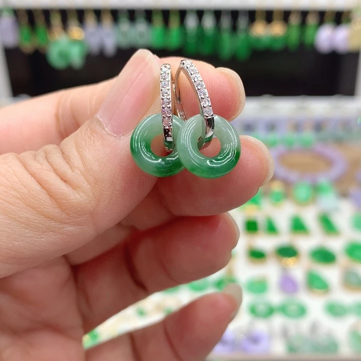 翡翠银S925镶嵌耳饰