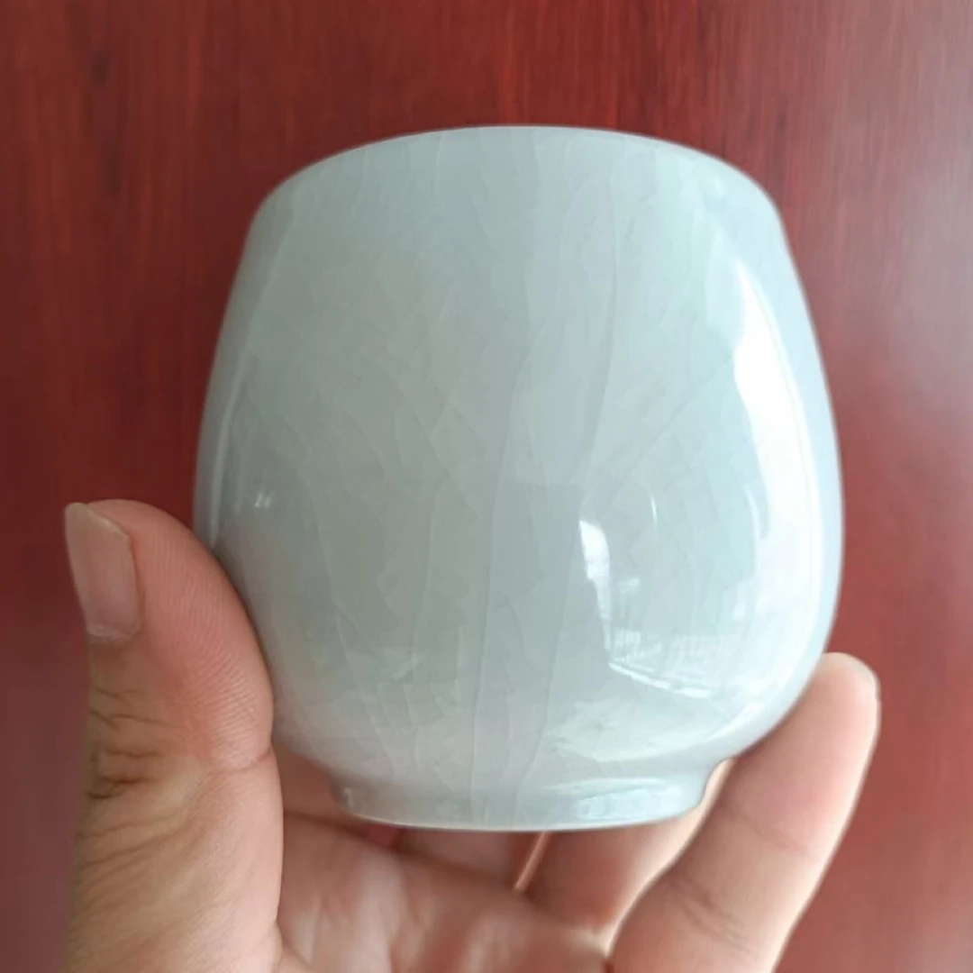 微瑕原矿月白釉龙蛋杯180cc