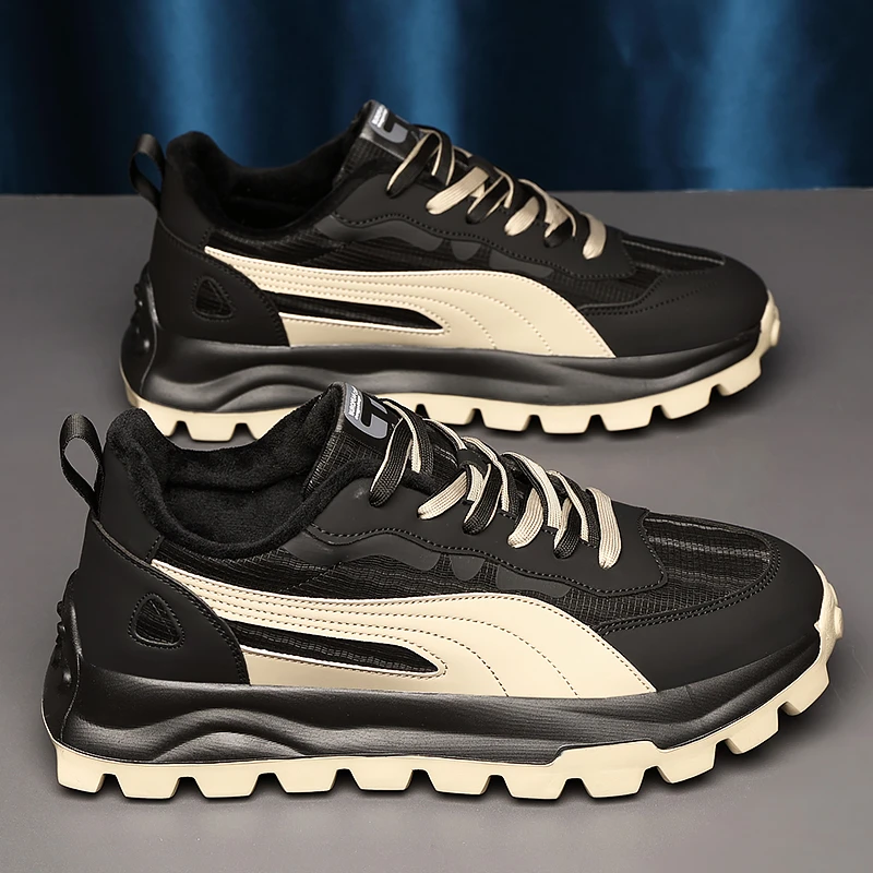 特大码男鞋45脚宽冬季跑步鞋46运动加宽加肥47加绒大号休闲老爹鞋