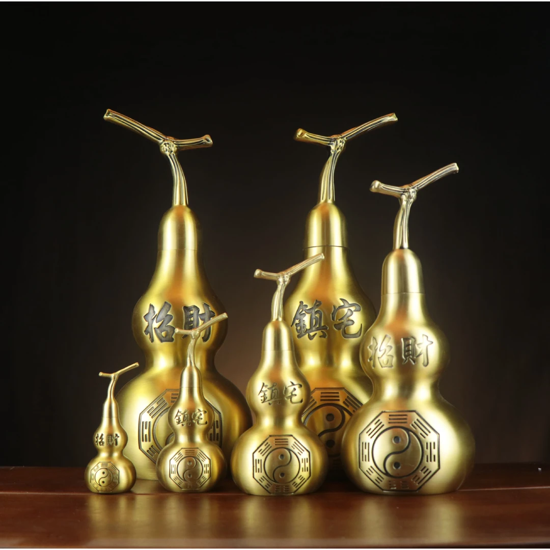 黄铜葫芦摆件双鱼开口精工铜葫芦摆件饰品玄关电视柜我是摆件饰品