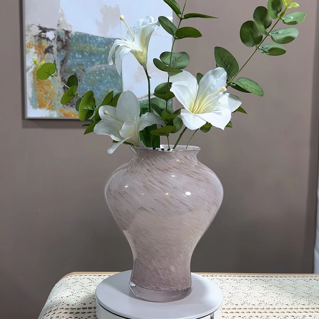 琉璃粉色手工琉璃花瓶