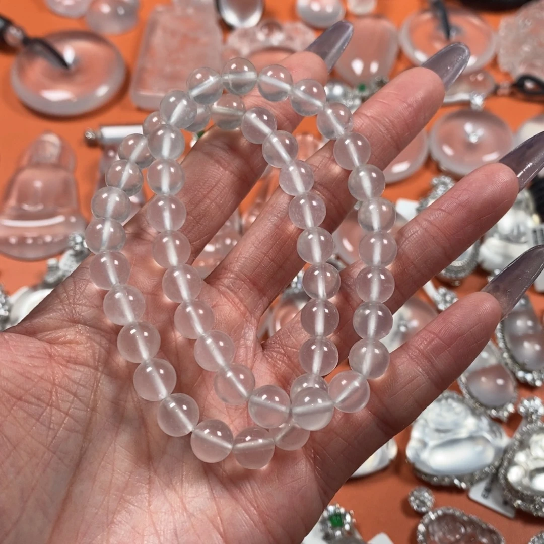 石英质玉未镶嵌颈饰黑钢卡8珠串随机发一件