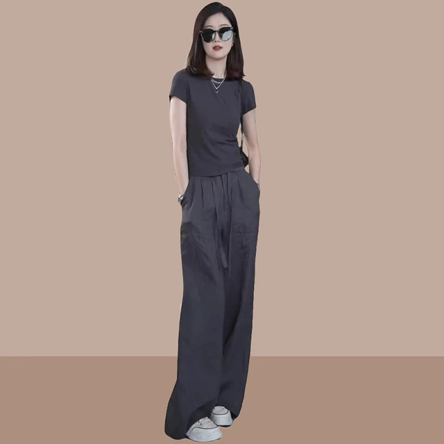 灰色高级感时尚套装女干练气质女神范今年流行爆款夏装搭配一整套