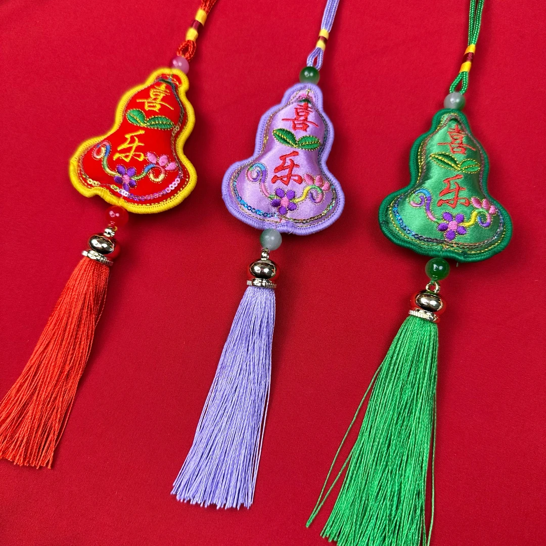 【短绳】端午刺绣葫芦香包香囊挂件艾草香包挂件车挂件平安喜乐