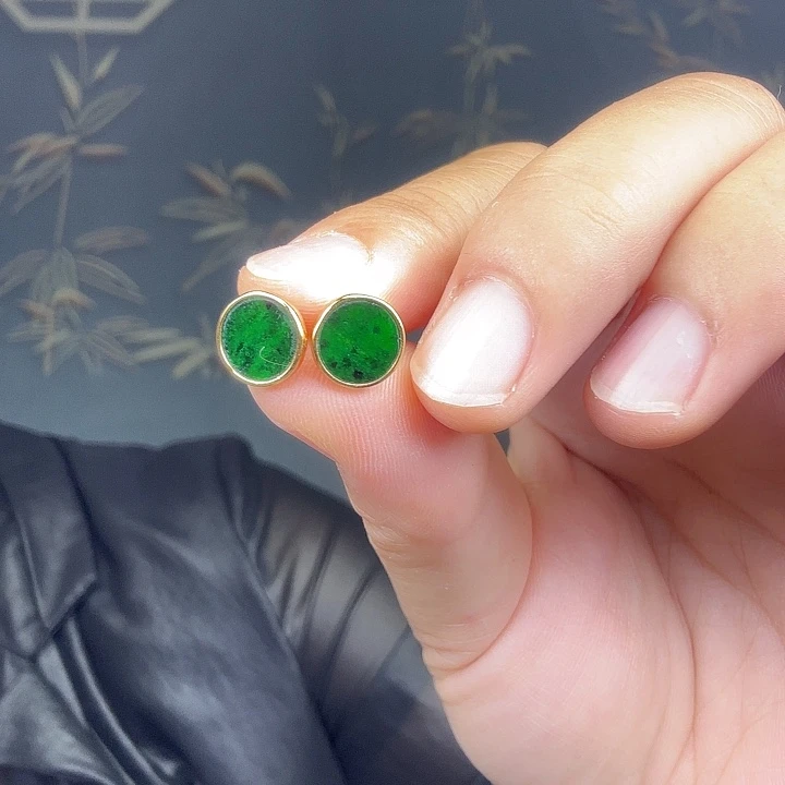 翡翠银S925镶嵌耳饰特价