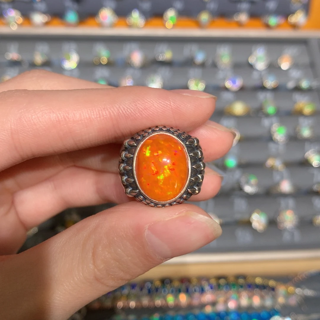 银S925镶嵌欧泊戒指t