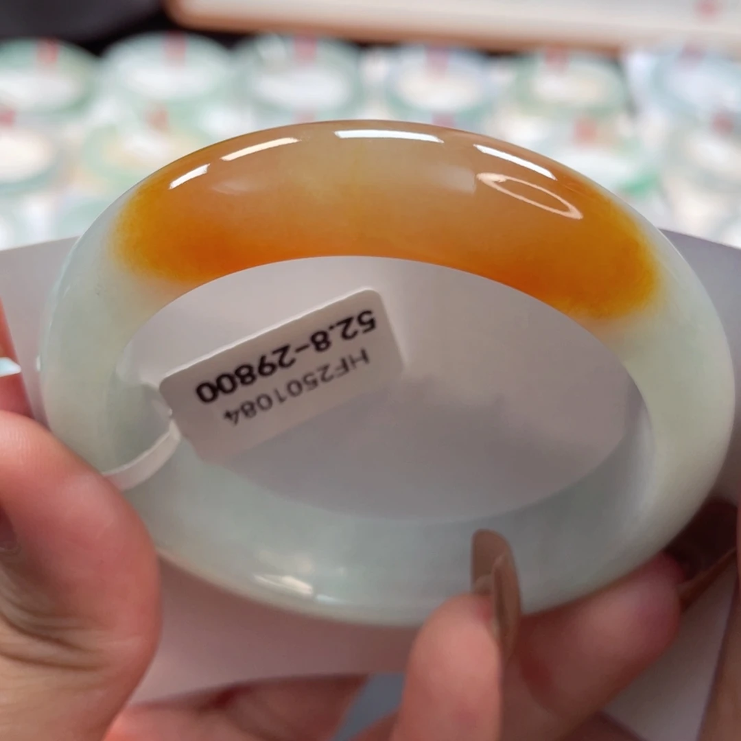 【闪购商品】翡翠手镯未镶嵌蜜糖黄明媚浓郁黄加绿正圈53，9号