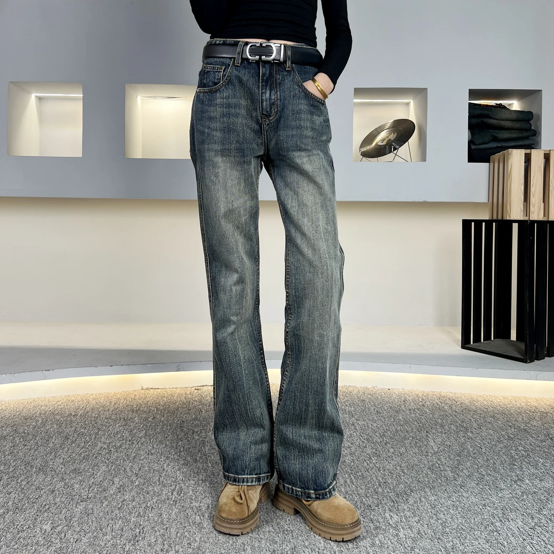 【逸潮】cleanfit美式复古蓝牛仔裤女男水洗工艺直筒1157裤子长裤子