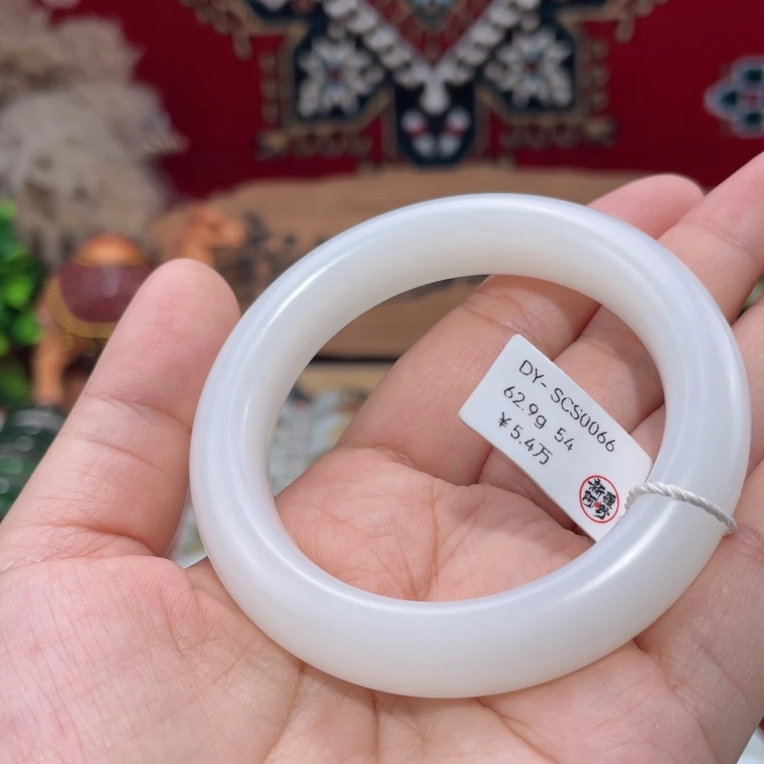 未镶嵌手镯和田玉柔光羊脂白玉泥鳅背54#天然和田玉手镯