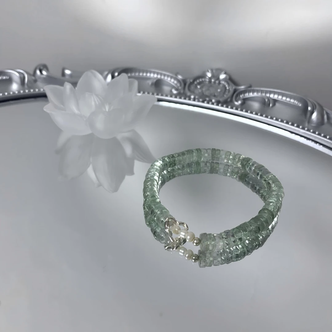 925银手链 【薄荷流光】绿水海西切【适合手围16以内，请备注手围】