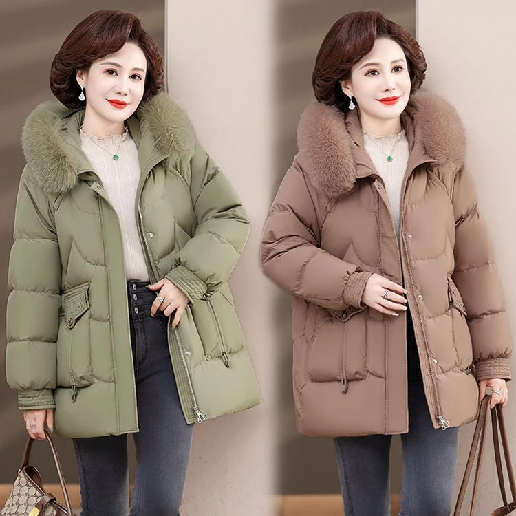 妈妈冬装棉服女中长款洋气中老年人冬天加厚保暖棉衣外套新款