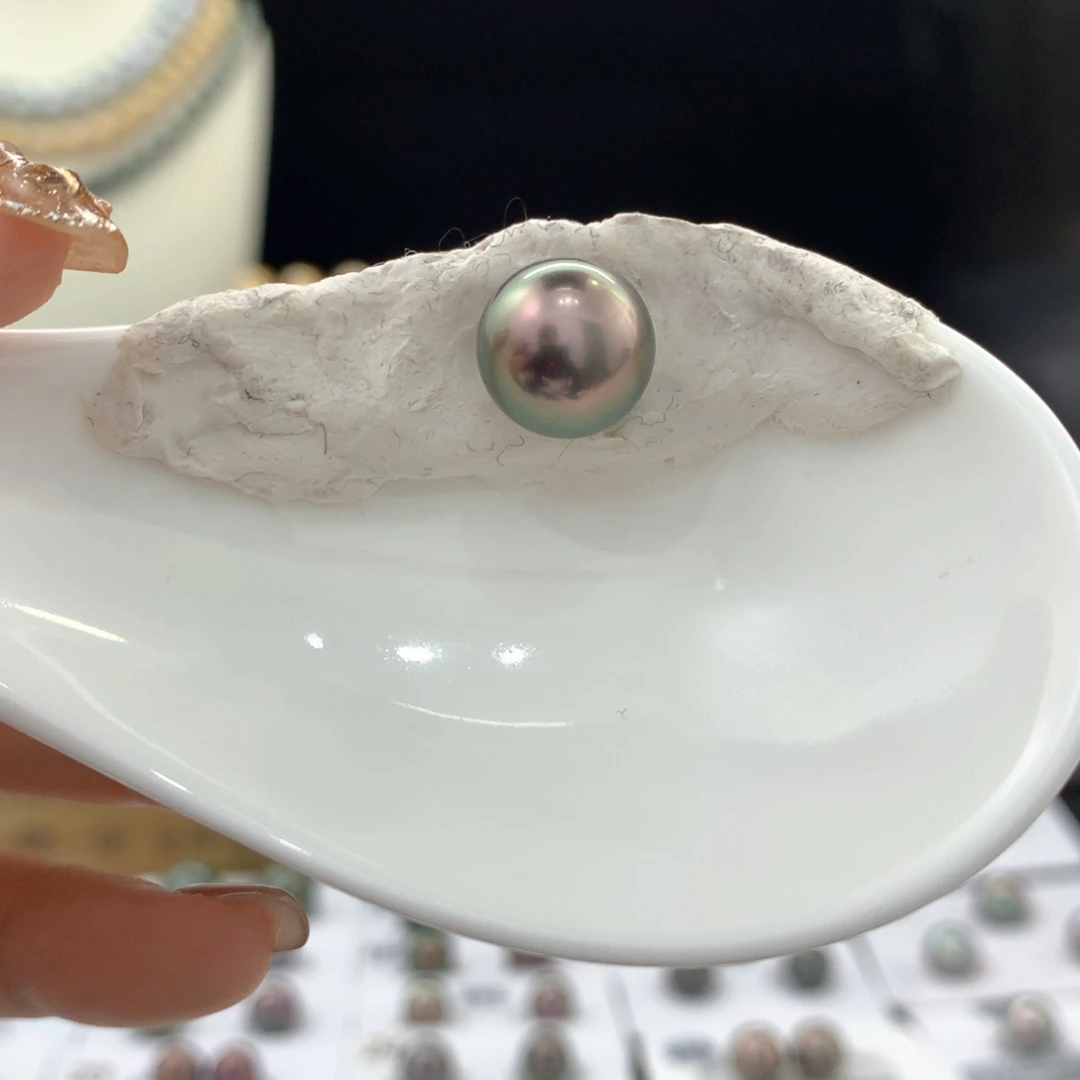 未镶嵌裸珠定制海水珍珠10.9mm绿皮红心