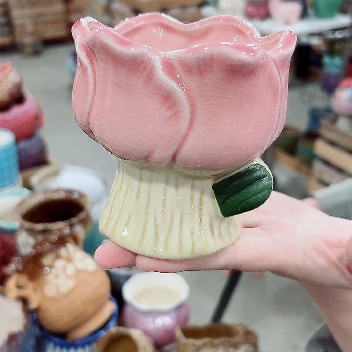 有孔.凑满10元发货多肉陶瓷花盆！