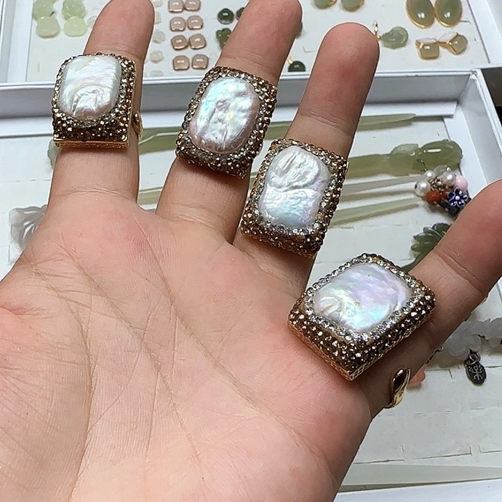 合金戒指淡水珍珠