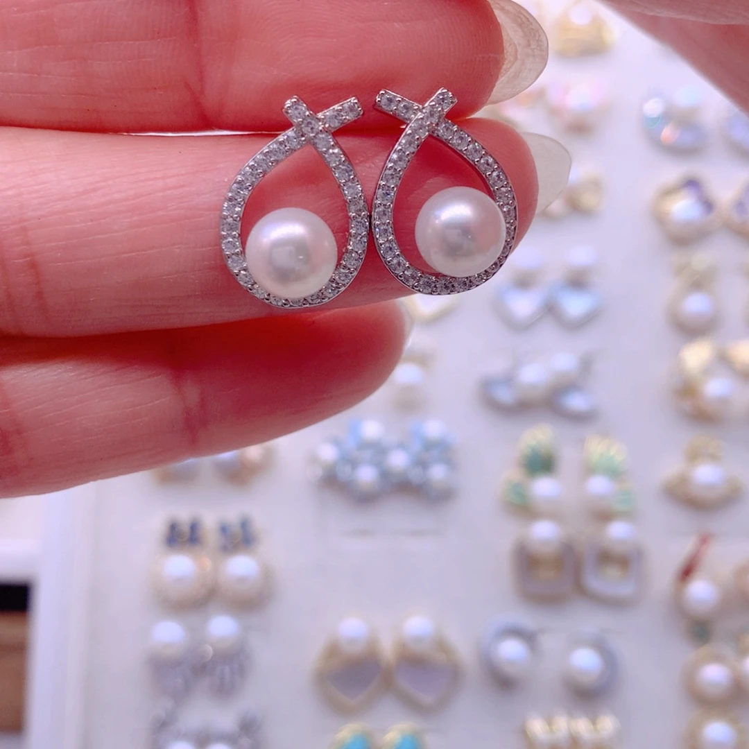 合金淡水珍珠耳饰