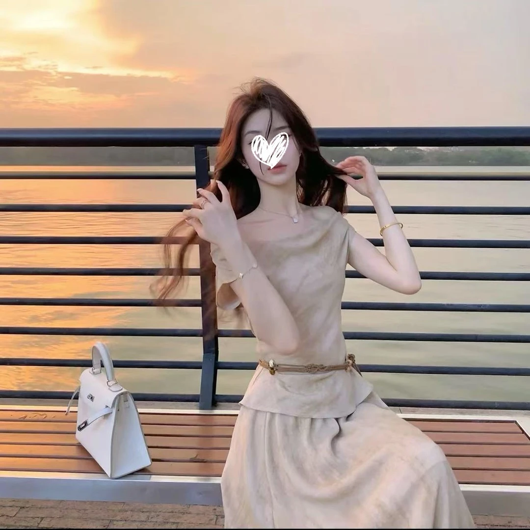 【现货专属】21216小众气质收腰显瘦扎染女百搭松紧腰半身裙两件套