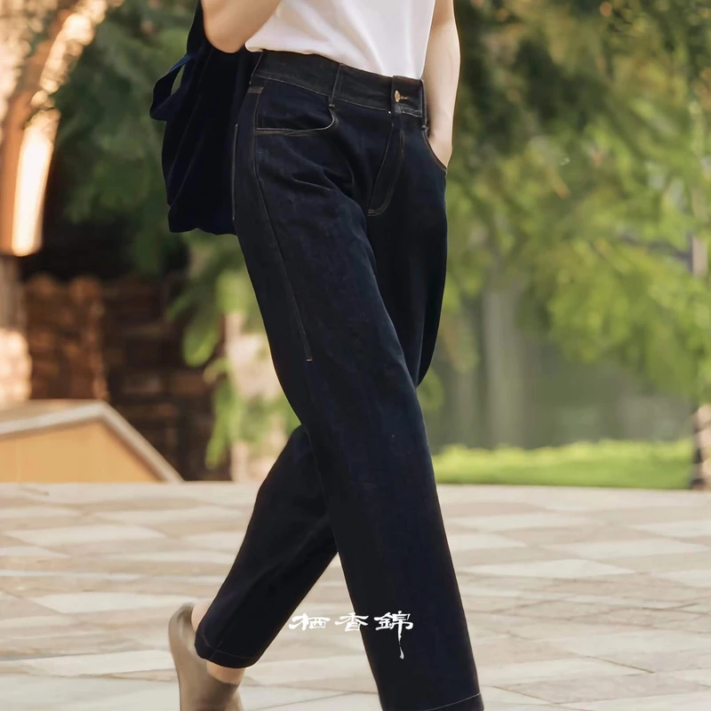 【栖香锦】“冈山”牛仔裤 设计师款 新中式 国风 直筒 裤子