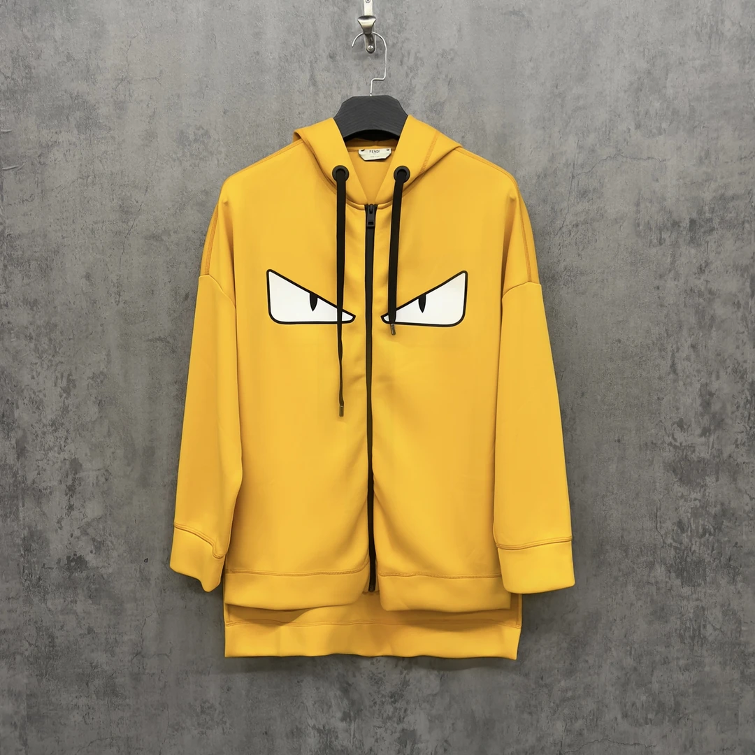 未使用 FENDI/芬迪 怪兽Logo图案立体拉链帽衫卫衣/ZK113/M宽松