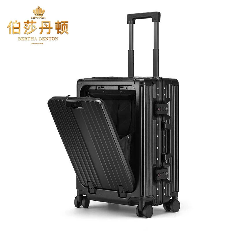伯莎丹顿品牌行李箱前开盖电脑拉杆箱商务登机箱爆款旅行密码箱