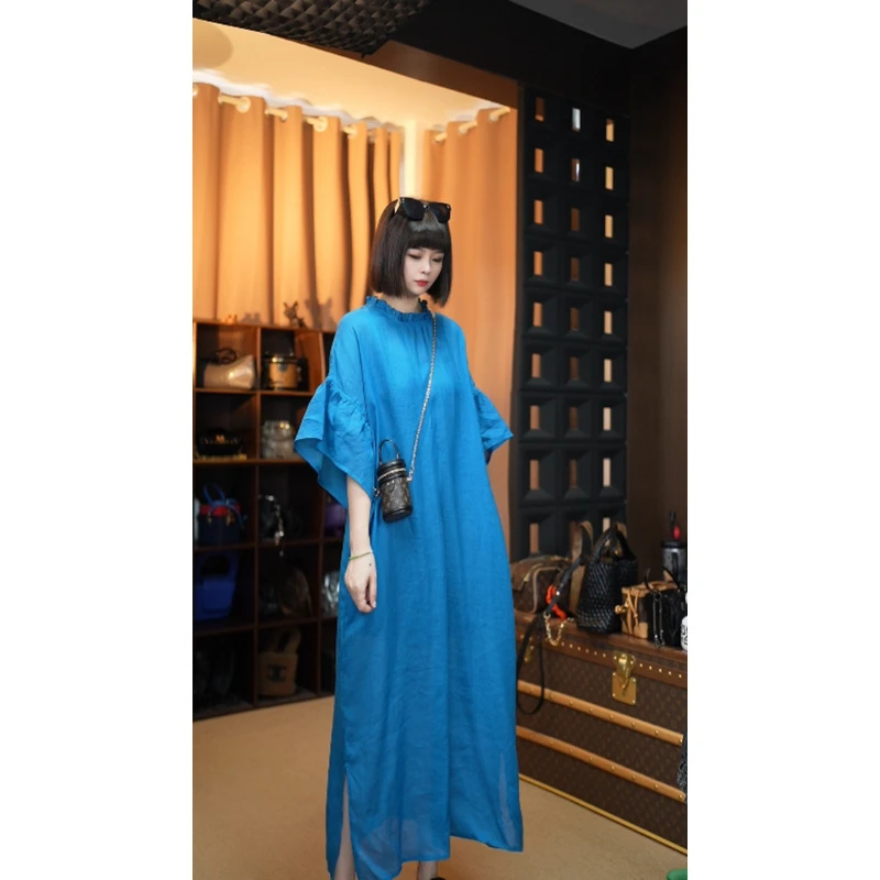 【思恩】2025夏季新款欧洲站韩版时尚简约设计款苎麻连衣裙9110