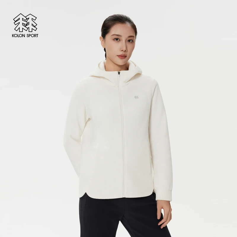 KOLON SPORT可隆抓绒衣保暖女士收腰POLARTEC连帽抓绒夹克