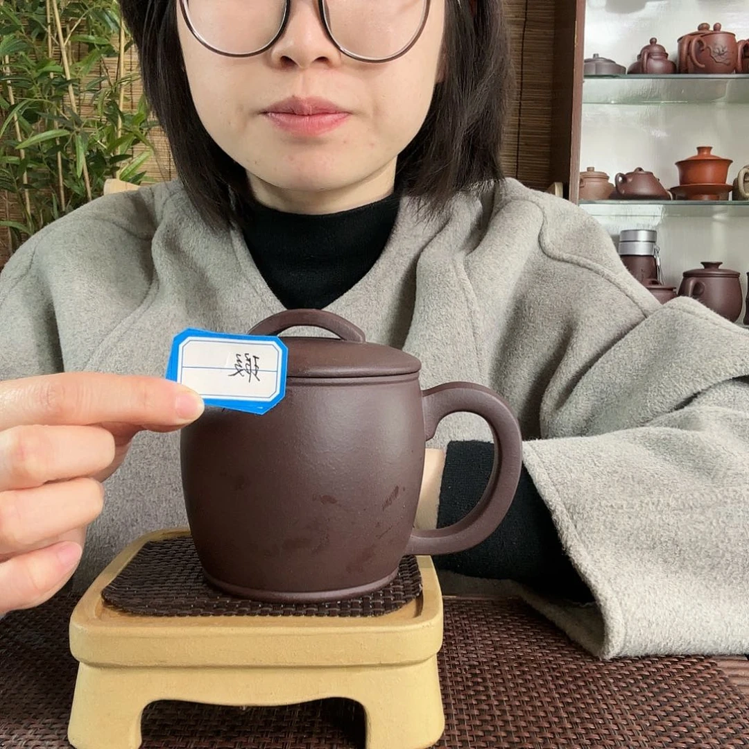 紫砂茶杯原矿老紫泥汉瓦办公杯450CC左右没礼盒微瑕