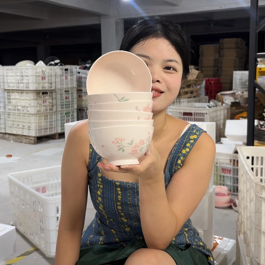 瓷微瑕陶瓷餐具釉下彩4.5寸6个
