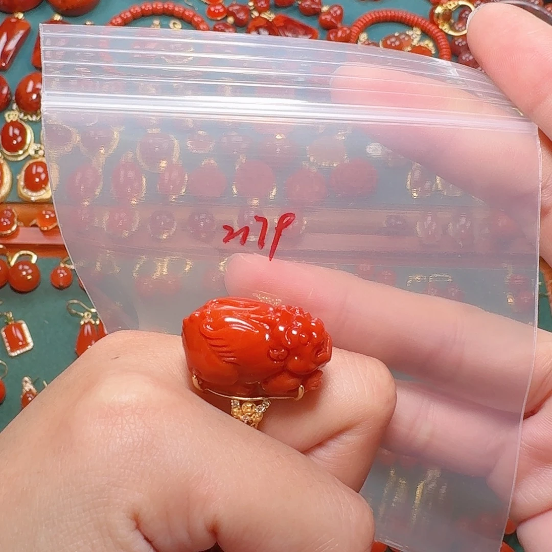 南红玛瑙银S925镶嵌戒指