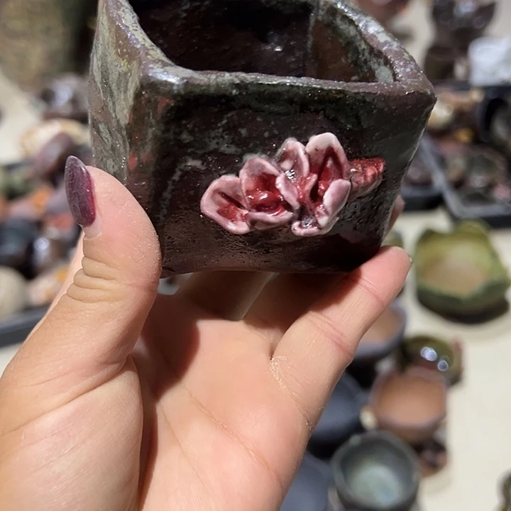 粗陶手工高温花盆