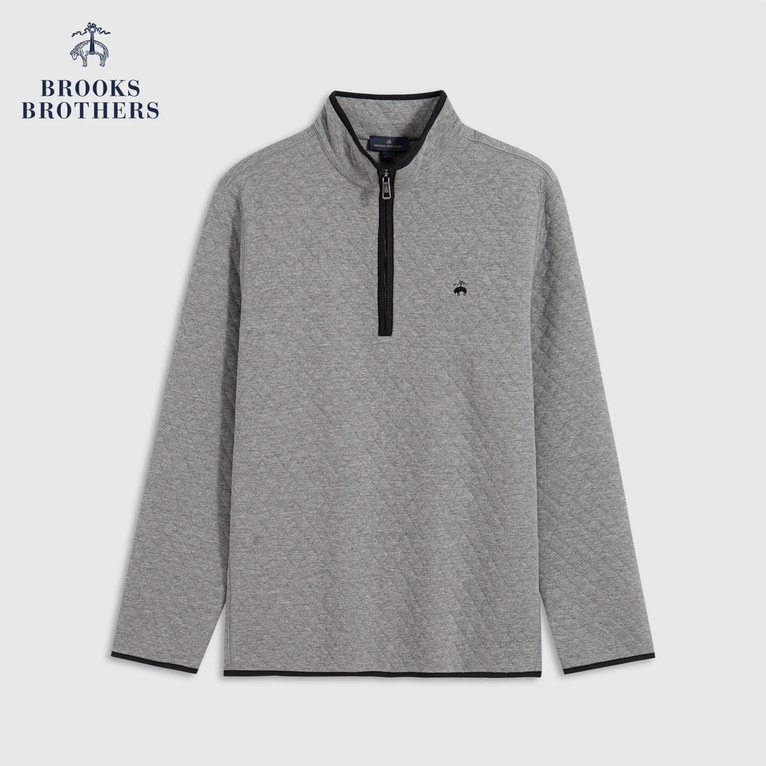 Brooks Brothers/布克兄弟男士25新品纯色半拉链刺绣logo上衣
