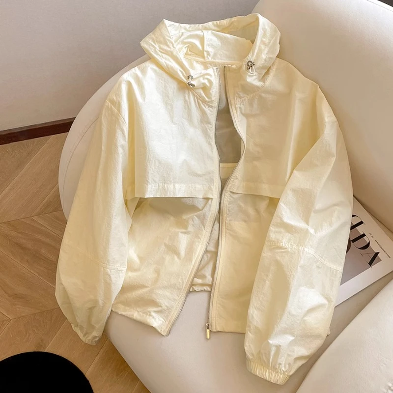 超好看连帽轻薄防晒衣外套女2025夏季新款宽松百搭拉链防晒服上衣