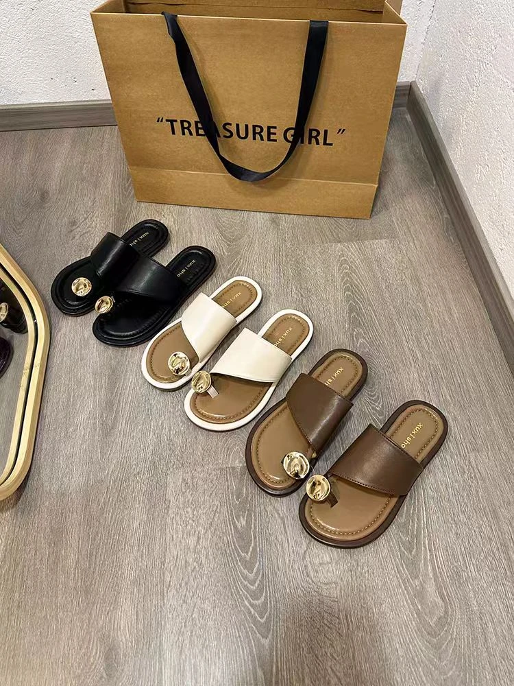 法式小众套趾凉拖鞋女夏季外穿凉拖鞋高级感夹脚人字拖女6686G