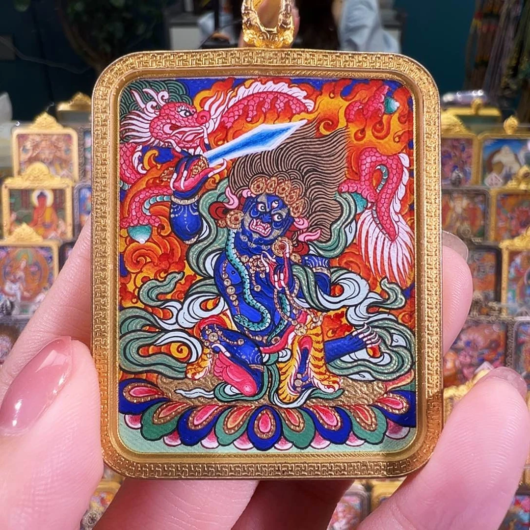 吊坠不动热贡纯手绘唐卡