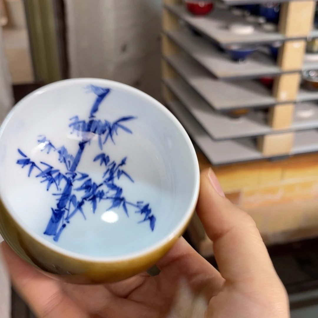 知***黑景德镇原矿陶瓷 琥珀黄 瑕
