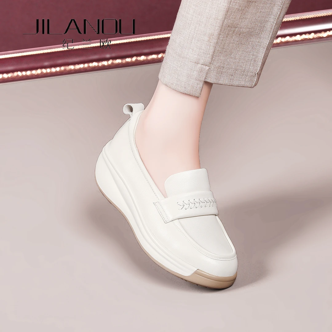 软底真皮乐福鞋女春秋2025新款厚底妈妈单鞋女士头层牛皮休闲女鞋