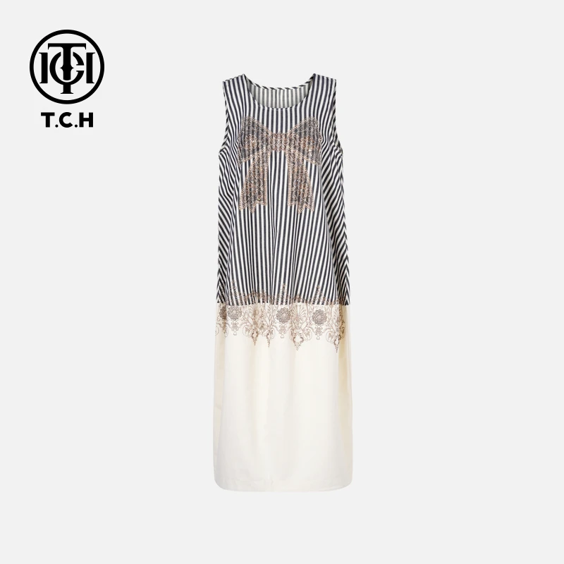 TCH私服烫钻工艺新时尚淑女百搭新潮流连衣裙T75B30E5259轻奢tch