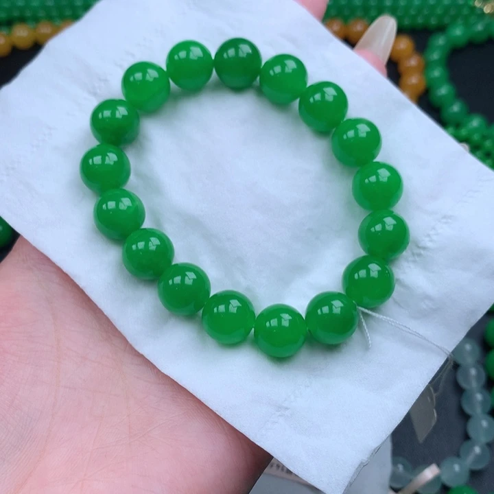 力***一缅料卡12正阳绿手串