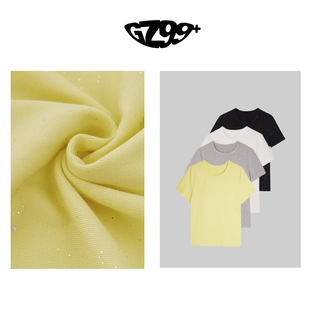 九儿【碎银万两】春季新款时尚百搭圆领重工亮片上衣-T5830