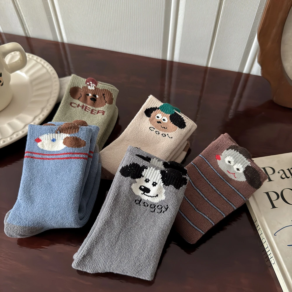 【耀火专属】儿童袜子卡通小狗加厚毛圈学生1-12岁保暖男女宝中筒袜