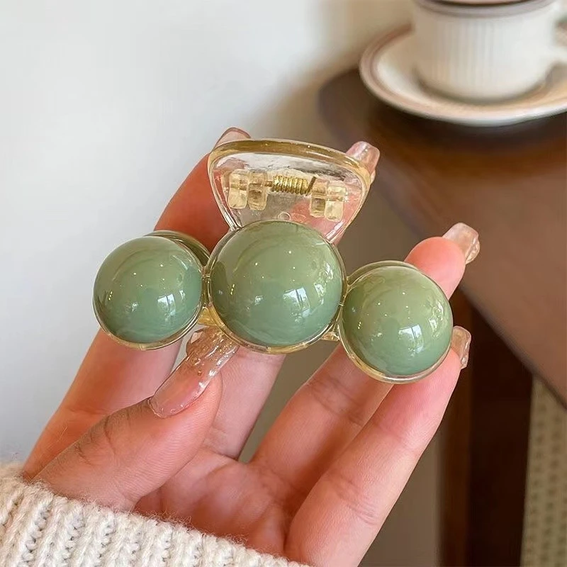 大珠森系顶夹冬日盘亚克力优雅后脑勺发饰网红韩风发夹秋丸子头