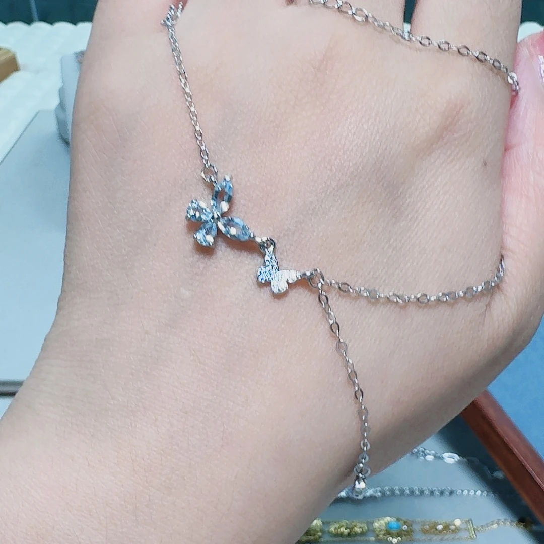 海蓝宝石颈饰银S925镶嵌