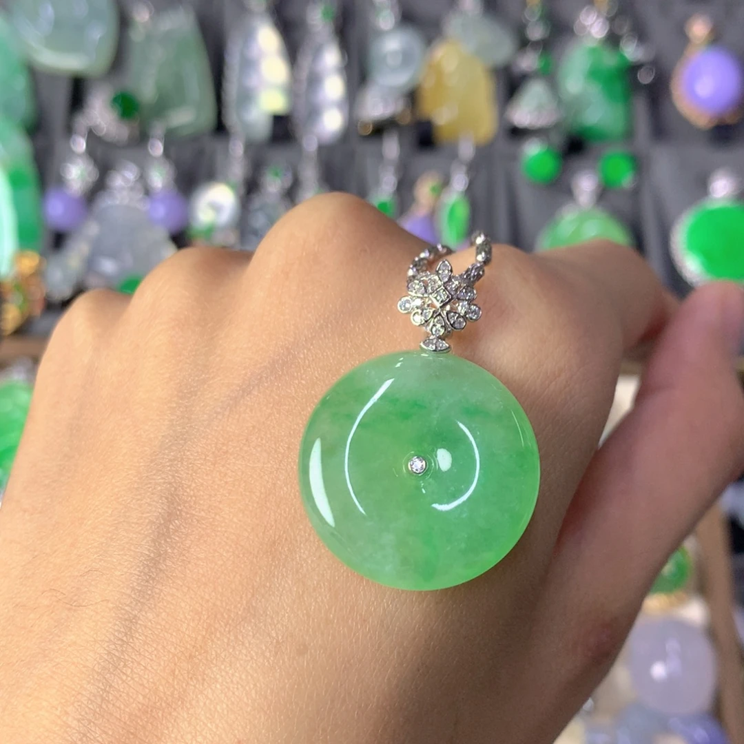 翡翠18K金镶嵌吊坠(不含链)