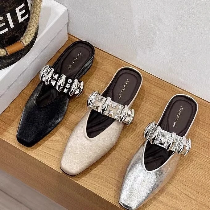 法式内增高包头半拖鞋女夏外穿2025新款高级感穆勒鞋一脚蹬凉拖鞋