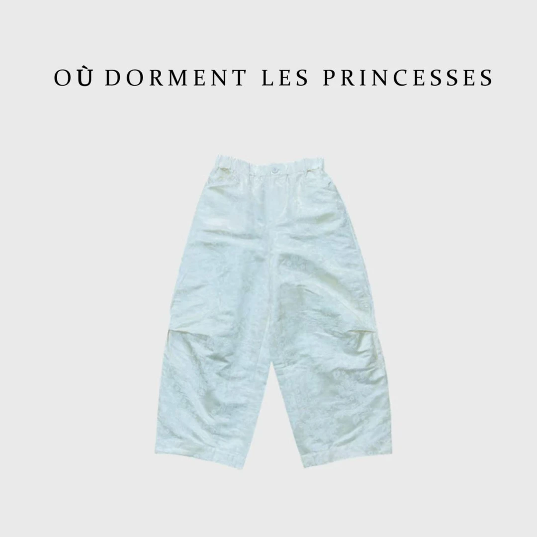 Fen姐|【凤纹重生】新中式国风提花松紧腰凤尾花九分阔腿裤258223