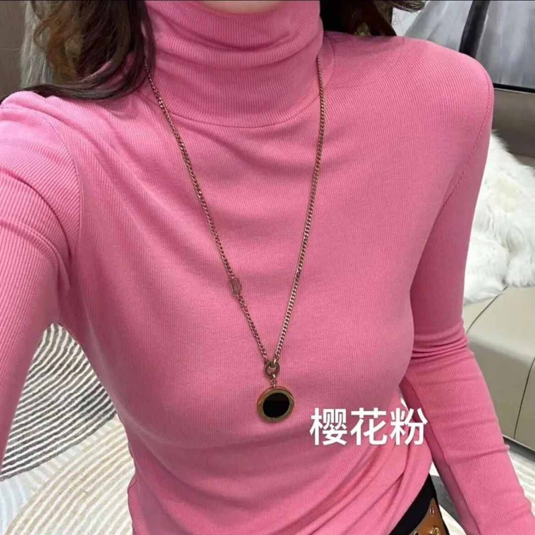 秋冬2025季新款高领磨毛打底衫女减龄洋气堆堆领修身百搭时尚上衣