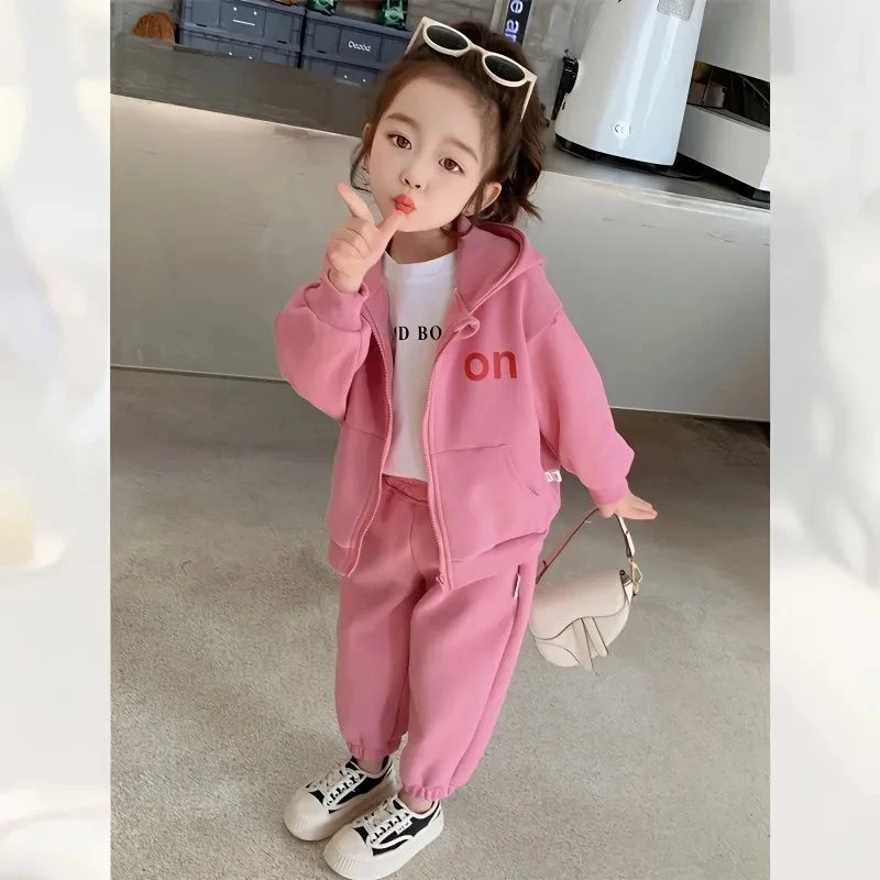 【沫沫家】新款儿童女童套装春秋女宝宝连帽休闲卫衣洋气春秋款